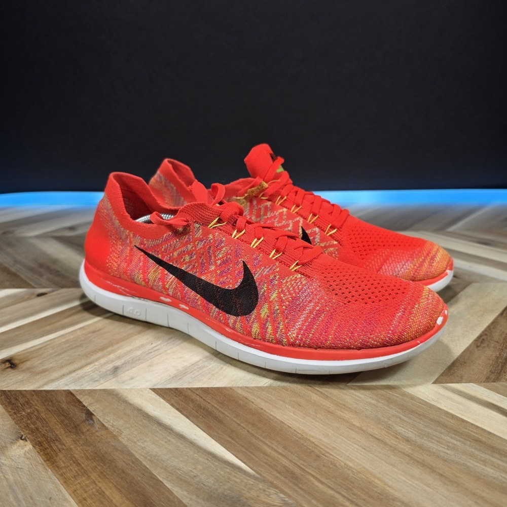 Nike Free 4.0 Flyknit Men 13 717075-600 Bright Crimson Running Athletic Shoes